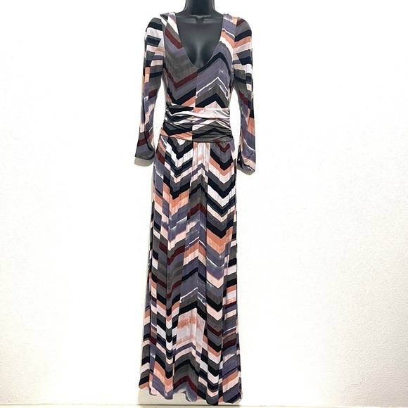 Anthropologie Maeve Woman Maxi Novella Chevron Dress Size S - Picture 1 of 15